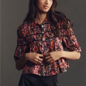 NWT! Maeve Leandra Floral Blouse with Ruffles